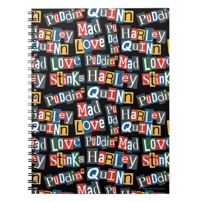 Batman | Harley Quinn Ransom Note Style Pattern Notebook (Front)