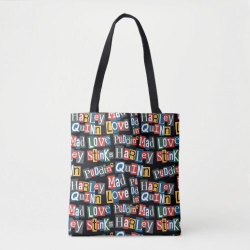 Batman  Harley Quinn Ransom Note Style Pattern Tote Bag