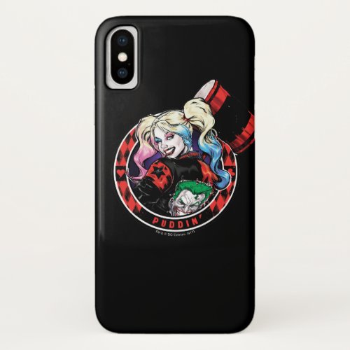 Batman  Harley Quinn Winking With Mallet iPhone X Case