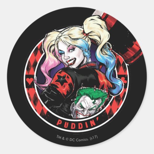Batman  Harley Quinn Winking With Mallet Classic Round Sticker