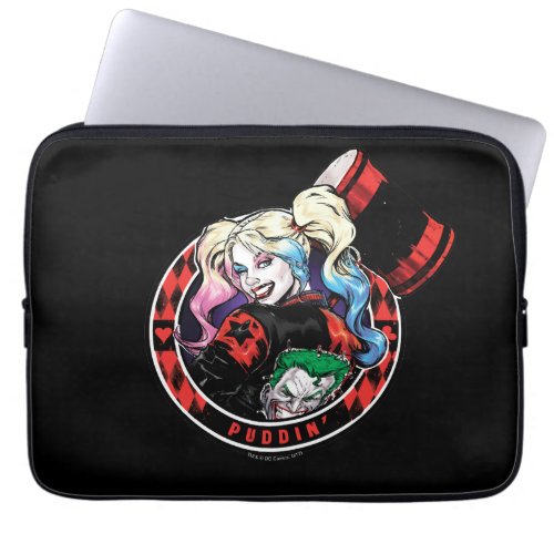 Batman  Harley Quinn Winking With Mallet Laptop Sleeve