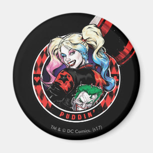 Batman Harley Quinn Winking With Mallet Magnet