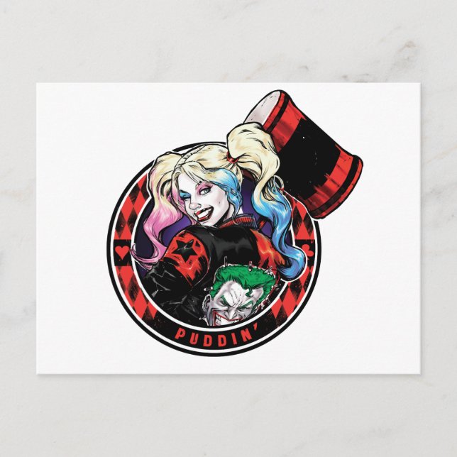 Batman | Harley Quinn Winking With Mallet Postcard (Front)