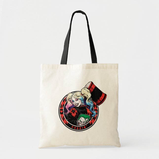 Batman | Harley Quinn Winking With Mallet Tote Bag (Front)