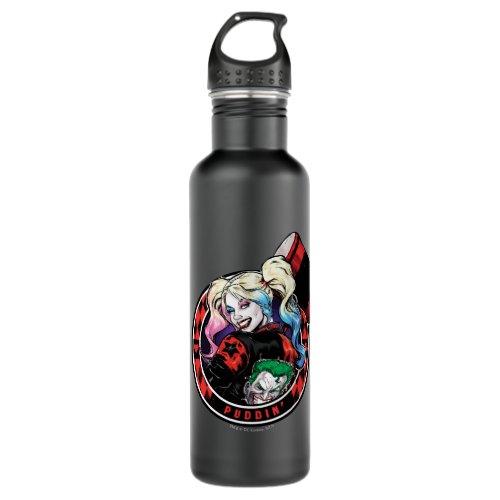 Batman  Harley Quinn Winking With Mallet Water Bottle