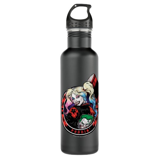 Batman Harley Quinn Winking With Mallet Water Bottle