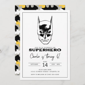 Batman Head Super Hero Boys Birthday Invitation