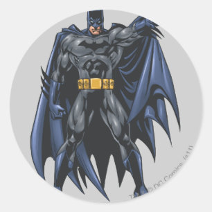 Batman holds up cape classic round sticker