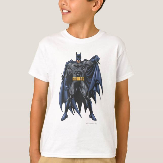 Batman holds up cape T-Shirt (Front)