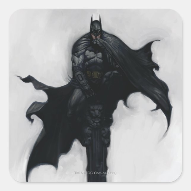 Batman Illustration Square Sticker (Front)
