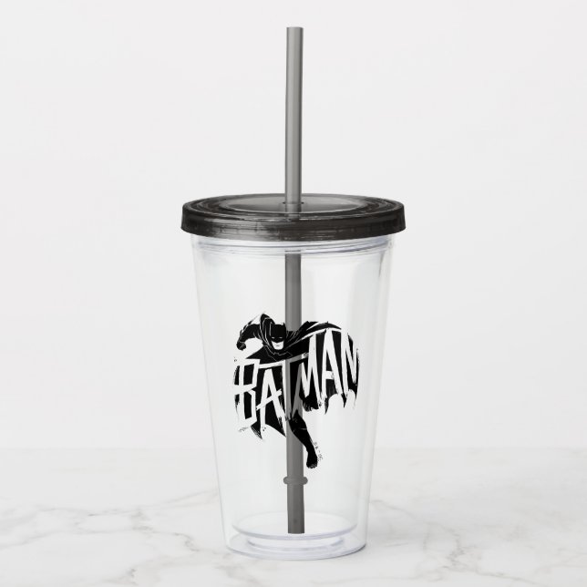 Batman Ink Brush Name Acrylic Tumbler (Front)