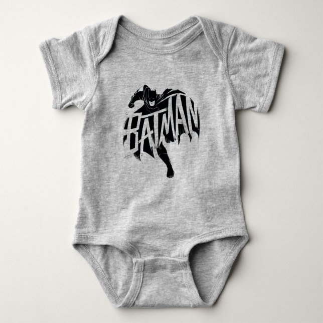 Batman Ink Brush Name Baby Bodysuit (Front)