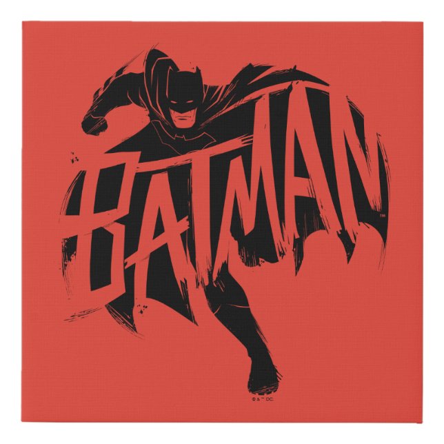 Batman Ink Brush Name Faux Canvas Print (Front)