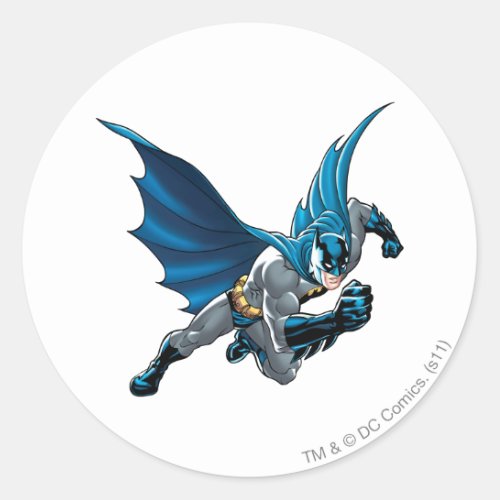 Batman into action classic round sticker