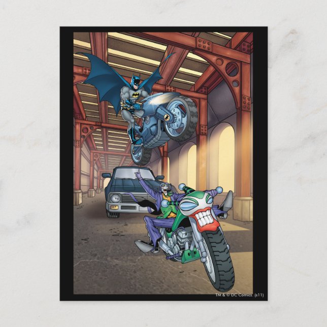 Batman & Joker - Riding Motorcycles Postcard (Front)