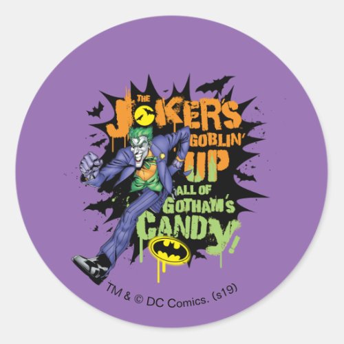 Batman  Jokers Goblin Up All of Gothams Candy Classic Round Sticker