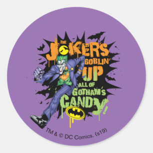 Batman Joker's Goblin' Up All of Gotham's Candy Classic Round Sticker