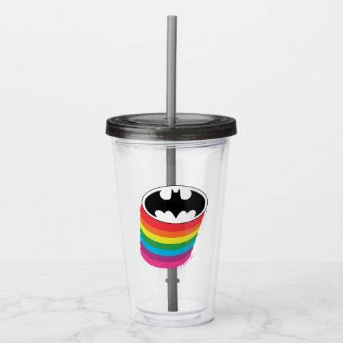 Batman Layered Rainbow Logo Acrylic Tumbler