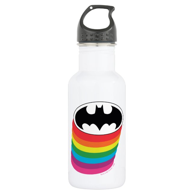 Batman Layered Rainbow Logo Stainless Steel Water Bottle (Front)