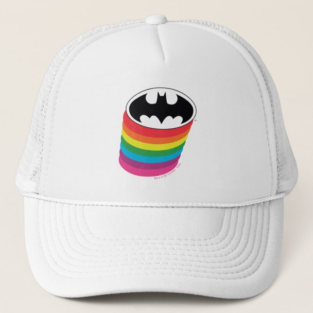 Batman Layered Rainbow Logo Trucker Hat (Front)