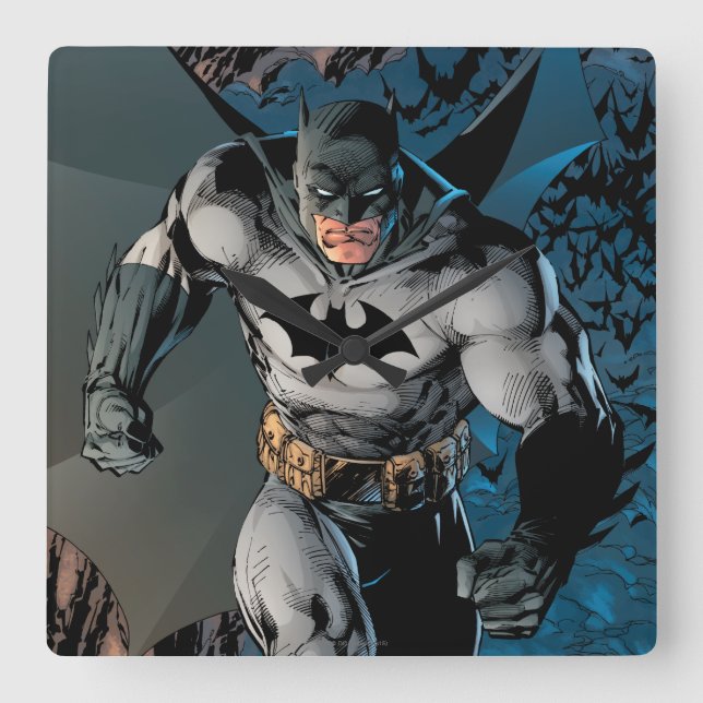 Batman Leaving Bat Cave Square Wall Clock (Front)
