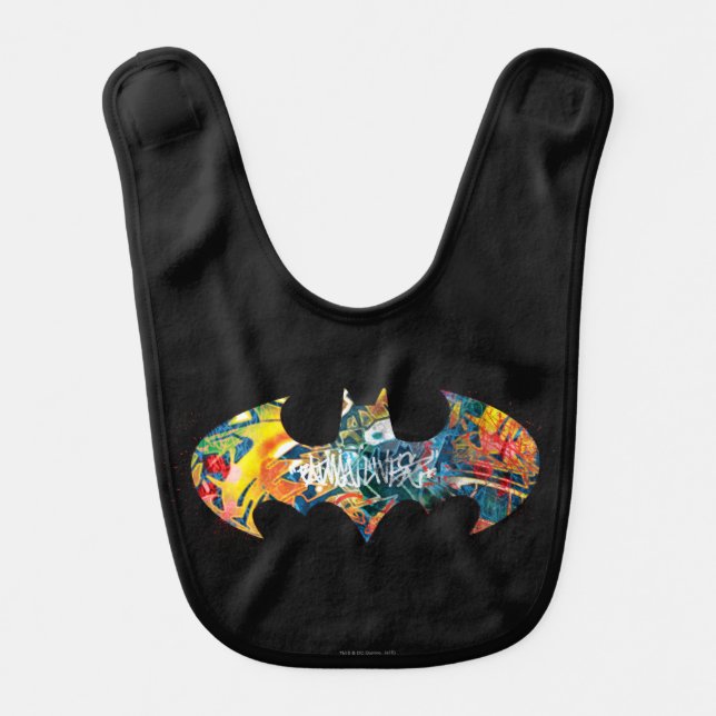 Batman Logo Neon 80's Graffiti Bib (Front)