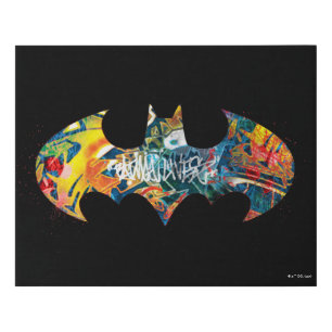 Batman Logo Neon 80's Graffiti Faux Canvas Print