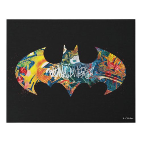Batman Logo Neon80s Graffiti Faux Canvas Print