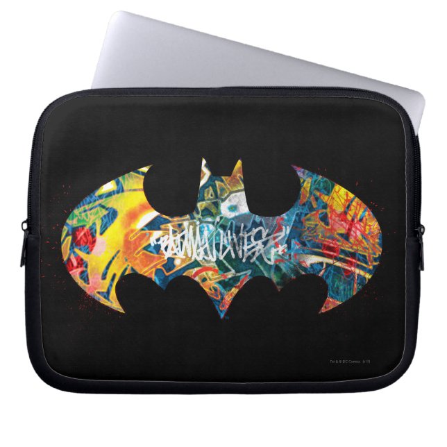 Batman Logo Neon 80's Graffiti Laptop Sleeve (Front)