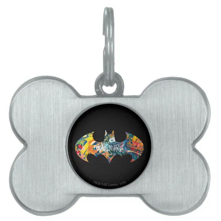 Batman Logo Neon/80s Graffiti Pet ID Tag | Zazzle