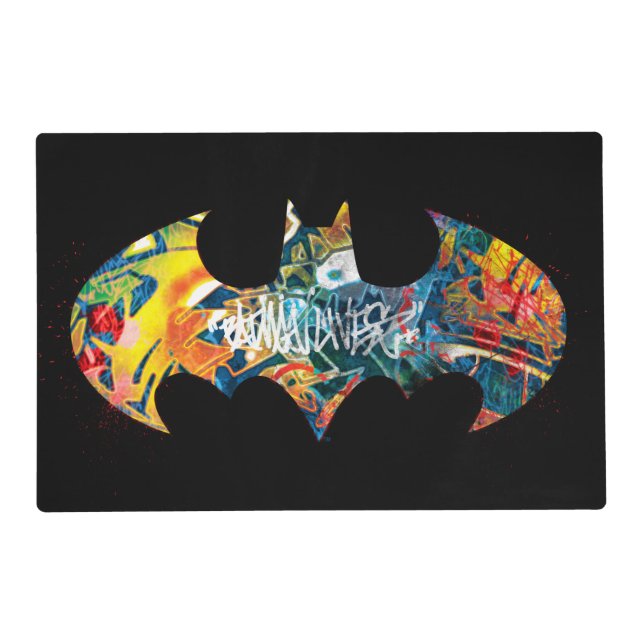 Batman Logo Neon 80's Graffiti Placemat (Front)