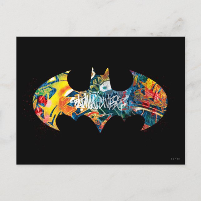 Batman Logo Neon 80's Graffiti Postcard (Front)