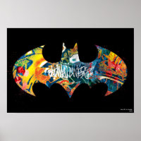 Batman Logo Neon/80s Graffiti Poster