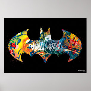 Batman Logo Neon 80's Graffiti Poster