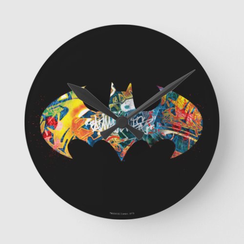 Batman Logo Neon80s Graffiti Round Clock