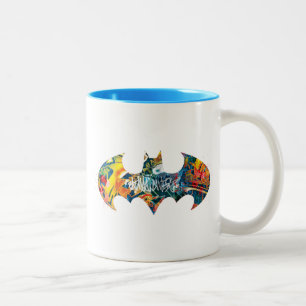 Batman Logo Neon 80's Graffiti Two-Tone Coffee Mug