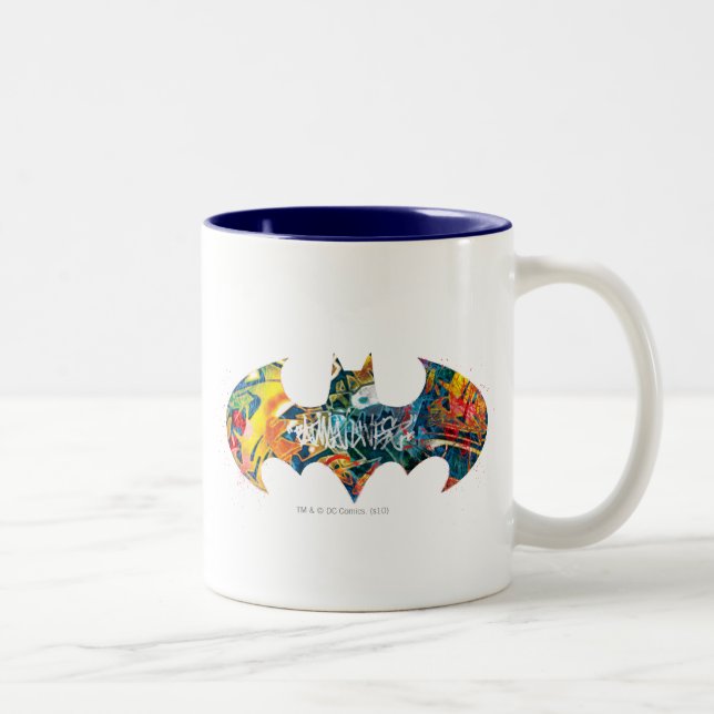 Batman Logo Neon/80s Graffiti Two-Tone Coffee Mug (Right)
