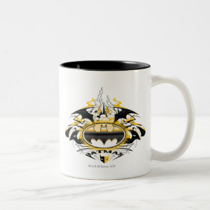 Batman Logo with Cars Two-Tone Coffee Mug