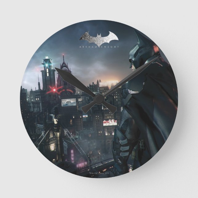 Batman Looking Over City Round Clock (Front)