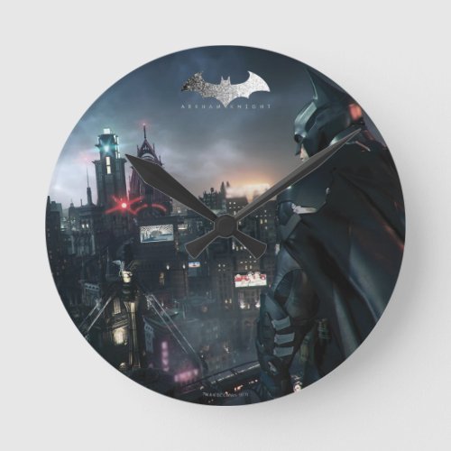 Batman Looking Over City Round Clock