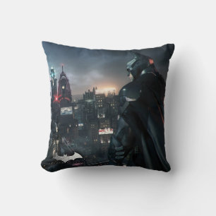 Batman Looking Over City Throw Pillow