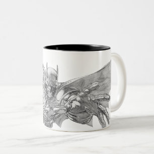 Batman Lunging Forward Drawing 2 Two-Tone Coffee Mug
