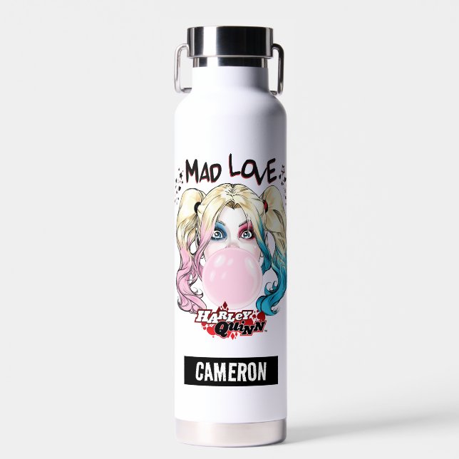Batman | Mad Love Harley Quinn | Add Your Name Water Bottle (Front)