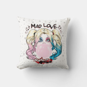 Batman Mad Love Harley Quinn Chewing Bubble Gum Throw Pillow