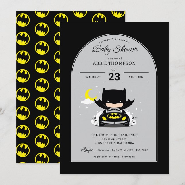 Batman - Moon and Stars Baby Shower Invitation (Front/Back)