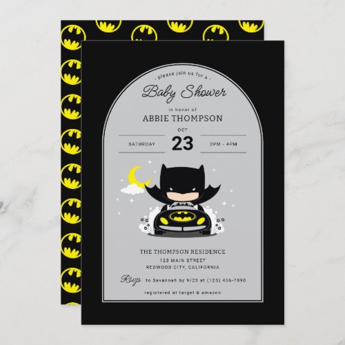 Batman _ Moon and Stars Baby Shower Invitation