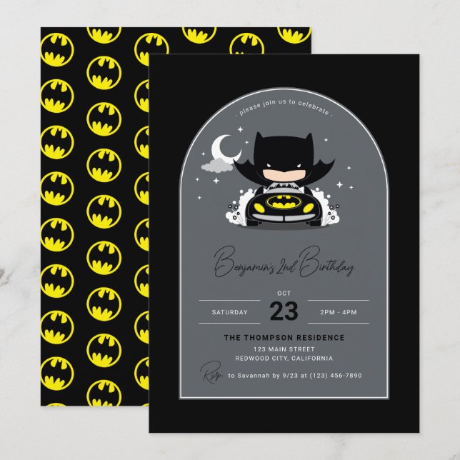 Batman - Moon and Stars Birthday Invitation (Front/Back)