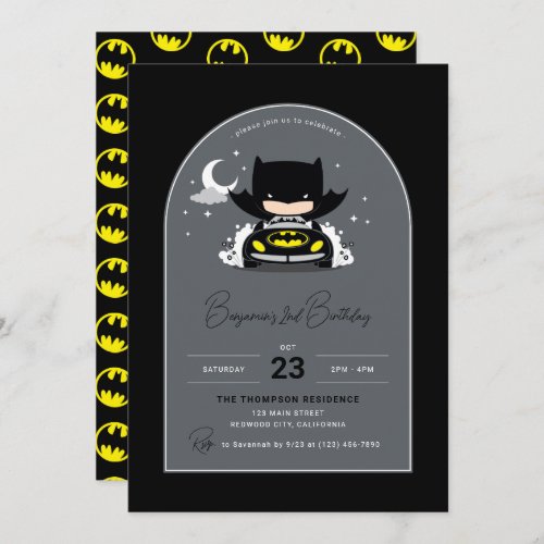 Batman _ Moon and Stars Birthday Invitation
