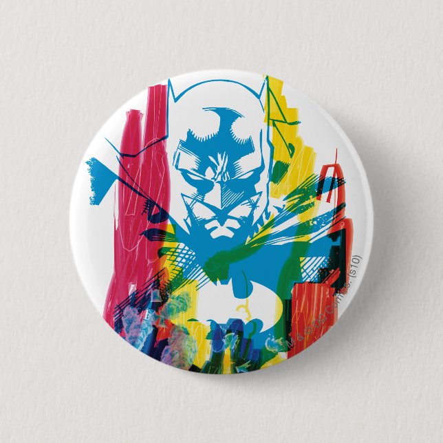 Batman Neon Marker Collage Pinback Button (Front)