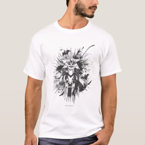 Batman on bike with bats T_Shirt